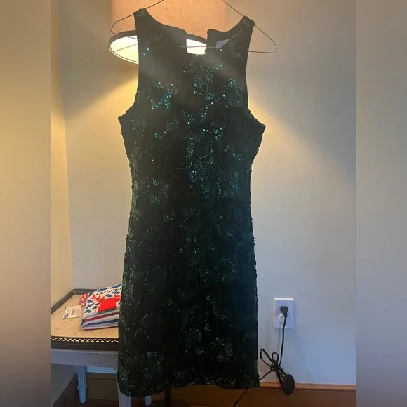 Badgley Mischka | Dresses | Sleeveless Badgley Mischka Green Holiday  Wedding Sequin Cocktail Dress Size 6